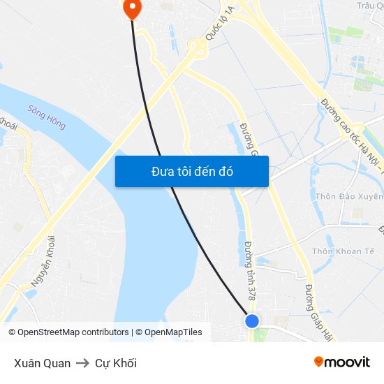 Xuân Quan to Cự Khối map