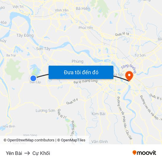 Yên Bài to Cự Khối map