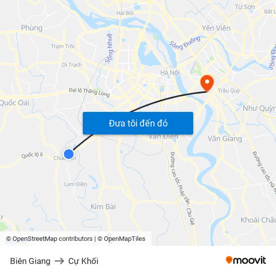 Biên Giang to Cự Khối map