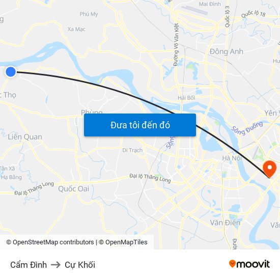 Cẩm Đình to Cự Khối map