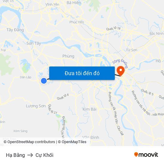 Hạ Bằng to Cự Khối map