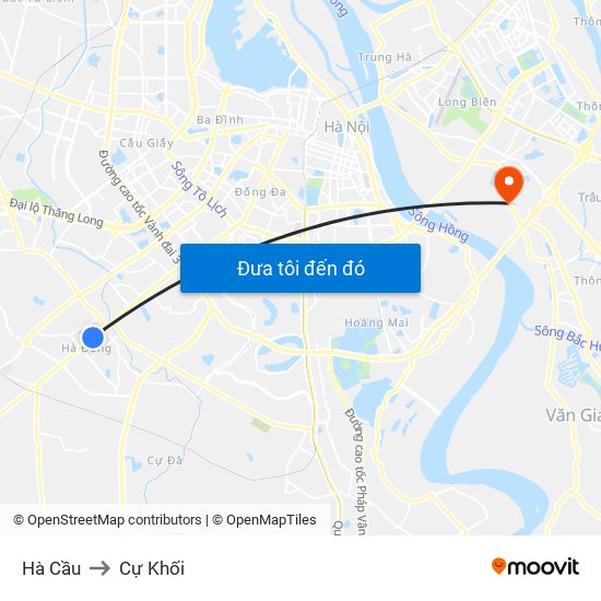 Hà Cầu to Cự Khối map