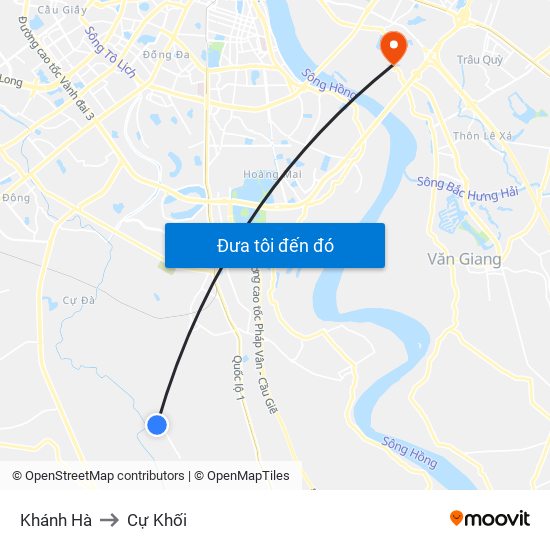 Khánh Hà to Cự Khối map