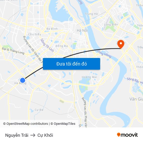 Nguyễn Trãi to Cự Khối map