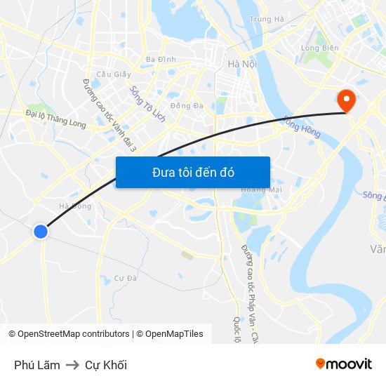 Phú Lãm to Cự Khối map