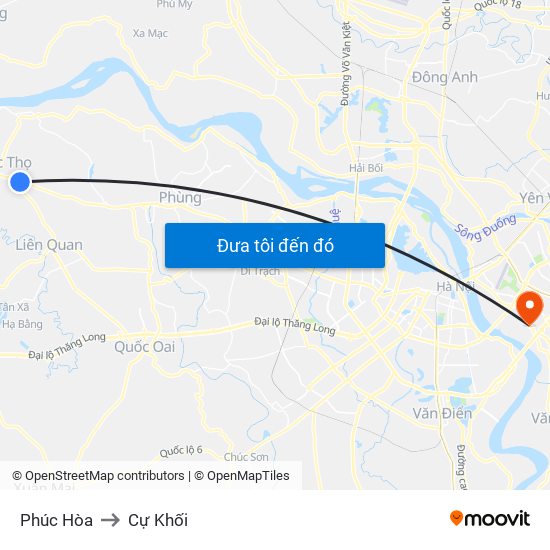 Phúc Hòa to Cự Khối map