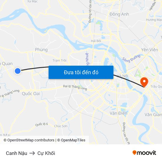 Canh Nậu to Cự Khối map