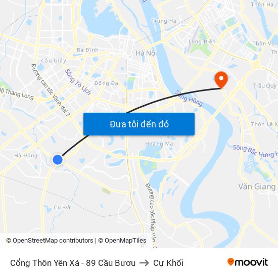 Cổng Thôn Yên Xá - 89 Cầu Bươu to Cự Khối map