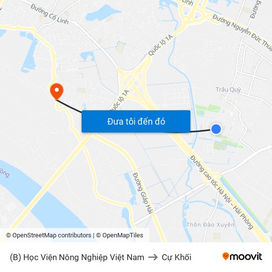 (B) Học Viện Nông Nghiệp Việt Nam to Cự Khối map