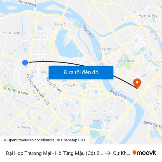 Đại Học Thương Mại - Hồ Tùng Mậu (Cột Sau) to Cự Khối map
