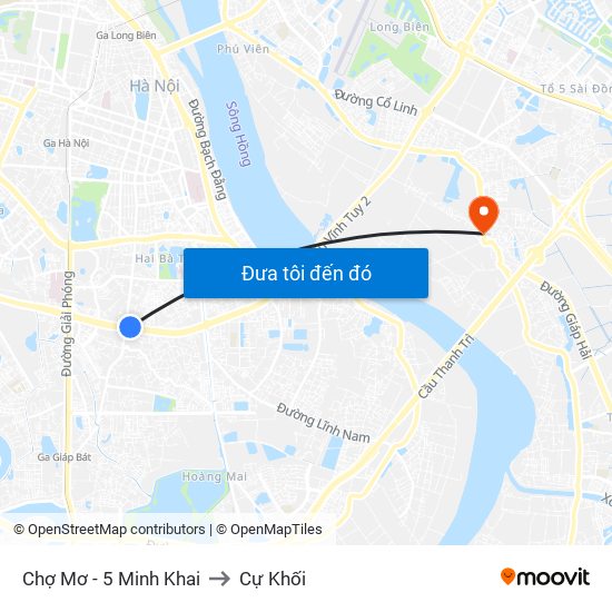 Chợ Mơ - 5 Minh Khai to Cự Khối map