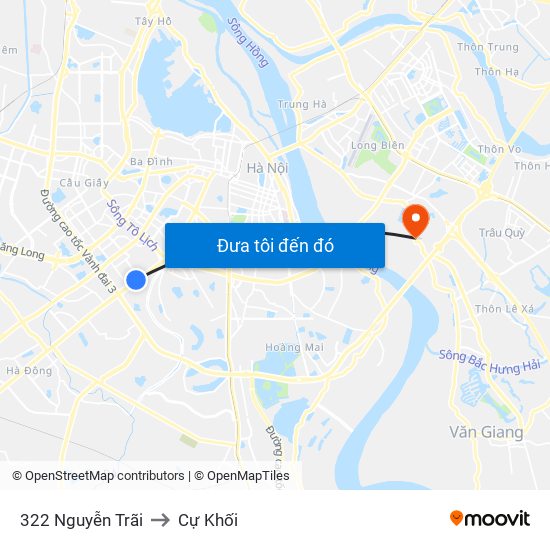 322 Nguyễn Trãi to Cự Khối map
