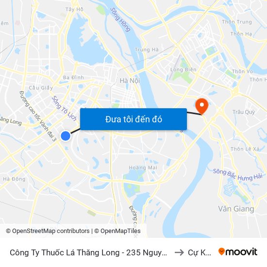 Công Ty Thuốc Lá Thăng Long - 235 Nguyễn Trãi to Cự Khối map