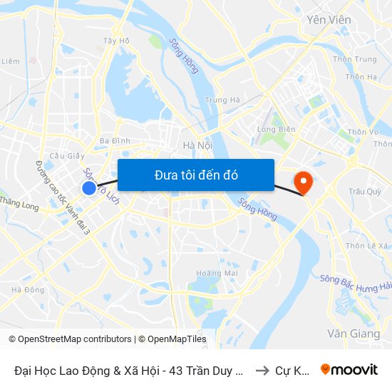 Đại Học Lao Động & Xã Hội - 43 Trần Duy Hưng to Cự Khối map