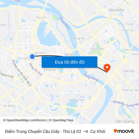 Điểm Trung Chuyển Cầu Giấy - Thủ Lệ 02 to Cự Khối map