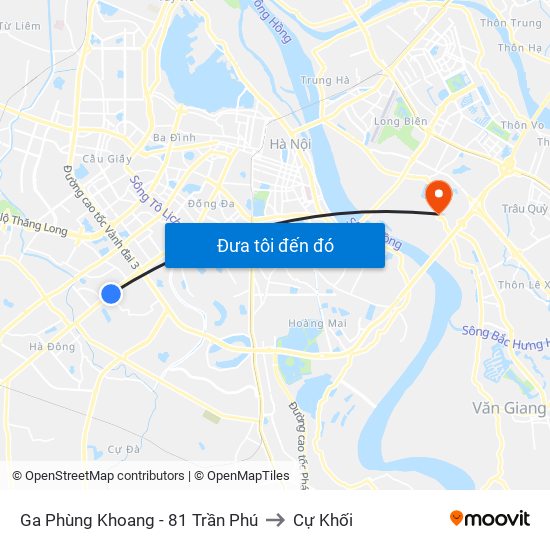 Ga Phùng Khoang - 81 Trần Phú to Cự Khối map