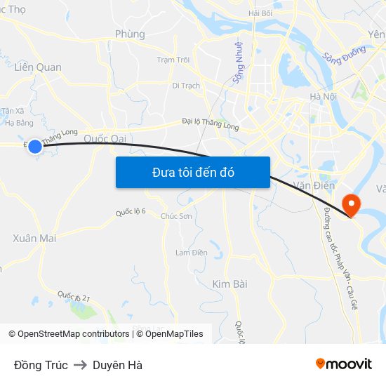 Đồng Trúc to Duyên Hà map