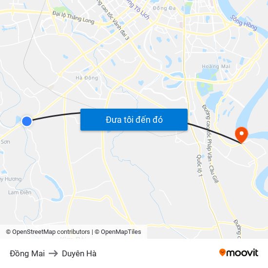 Đồng Mai to Duyên Hà map