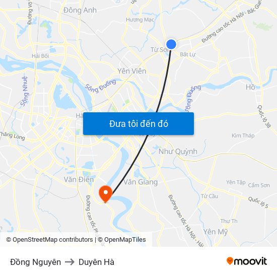 Đồng Nguyên to Duyên Hà map