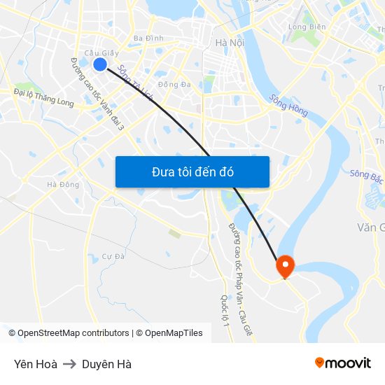 Yên Hoà to Duyên Hà map