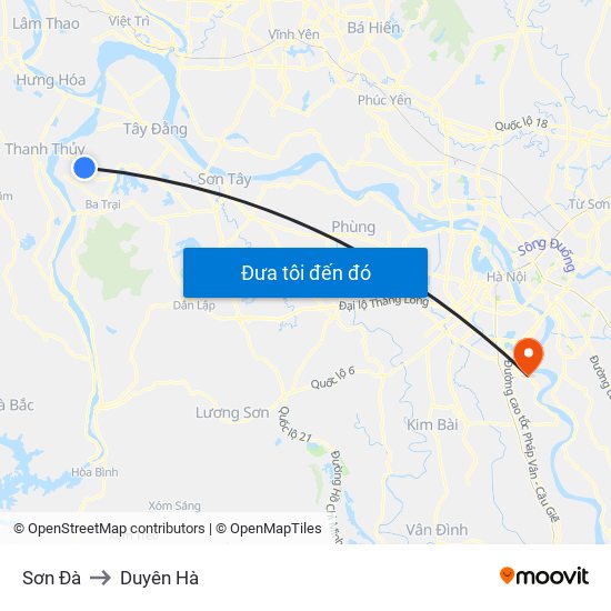 Sơn Đà to Duyên Hà map