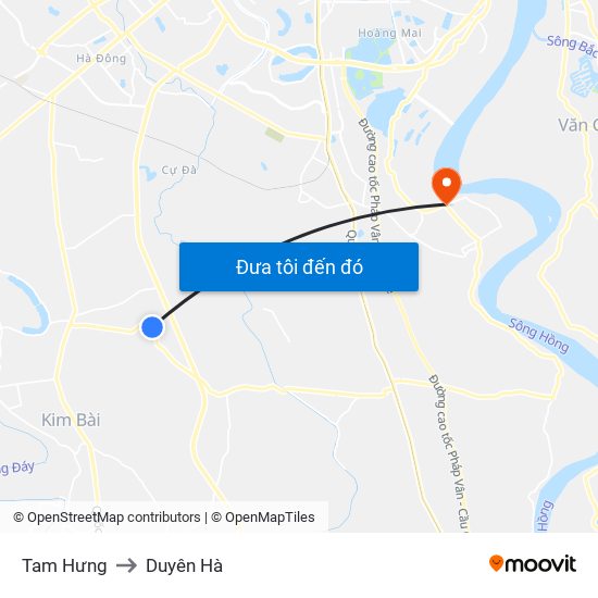 Tam Hưng to Duyên Hà map