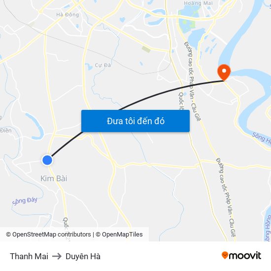 Thanh Mai to Duyên Hà map