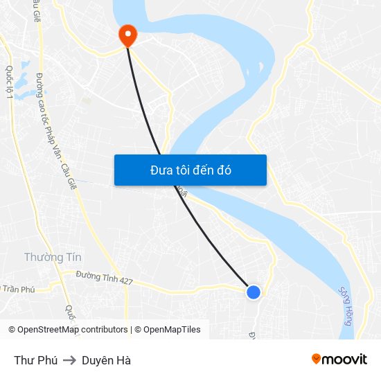 Thư Phú to Duyên Hà map