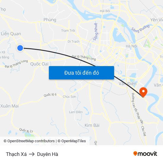 Thạch Xá to Duyên Hà map