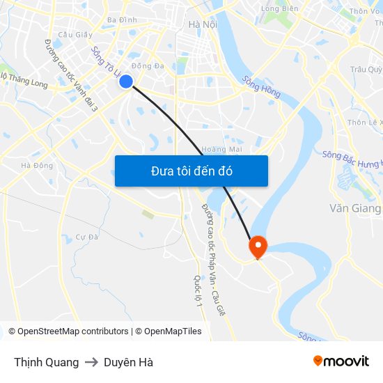 Thịnh Quang to Duyên Hà map