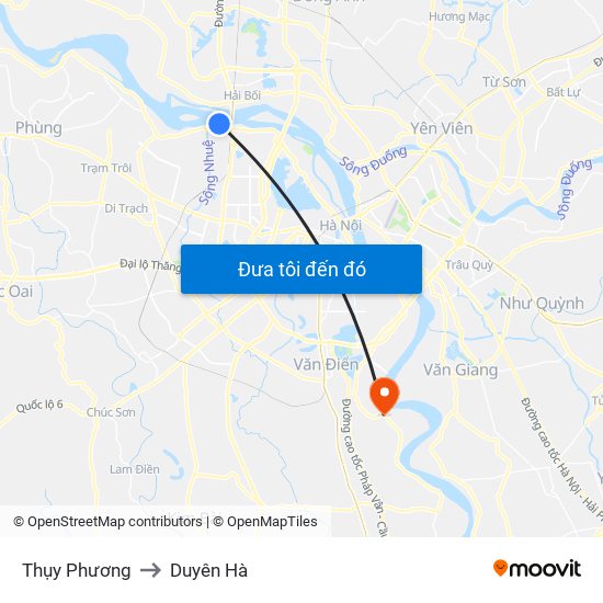 Thụy Phương to Duyên Hà map