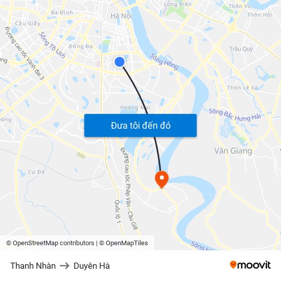 Thanh Nhàn to Duyên Hà map