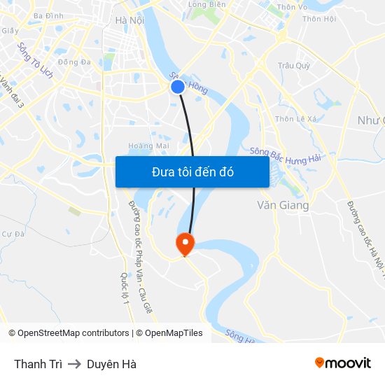 Thanh Trì to Duyên Hà map