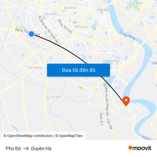 Phú Đô to Duyên Hà map