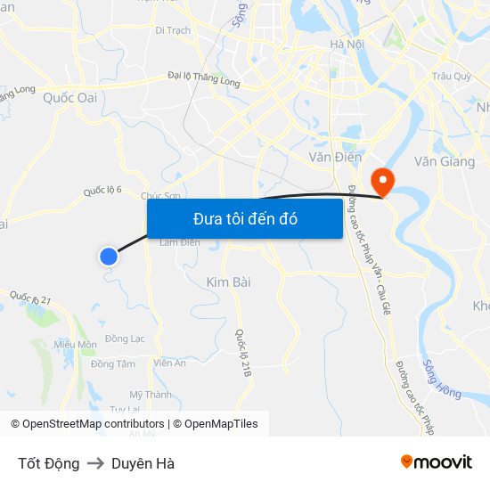 Tốt Động to Duyên Hà map