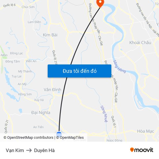 Vạn Kim to Duyên Hà map