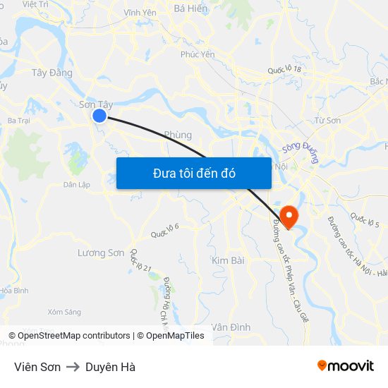 Viên Sơn to Duyên Hà map