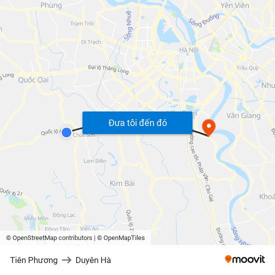 Tiên Phương to Duyên Hà map
