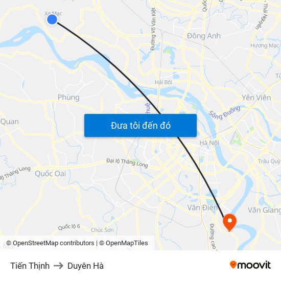 Tiến Thịnh to Duyên Hà map