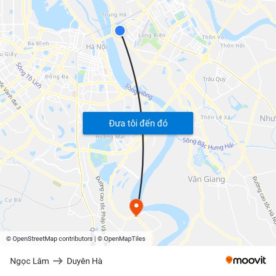 Ngọc Lâm to Duyên Hà map