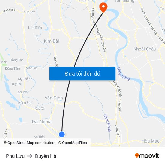 Phù Lưu to Duyên Hà map