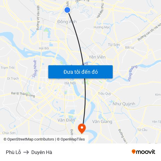 Phù Lỗ to Duyên Hà map