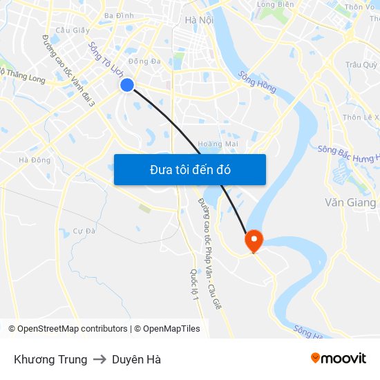 Khương Trung to Duyên Hà map