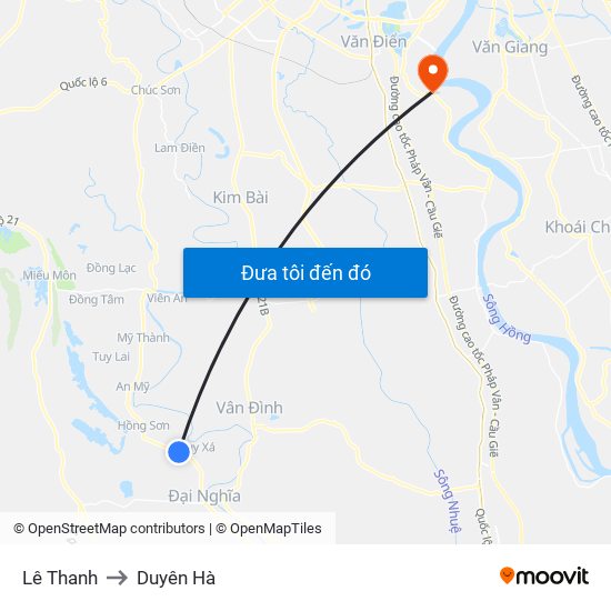 Lê Thanh to Duyên Hà map