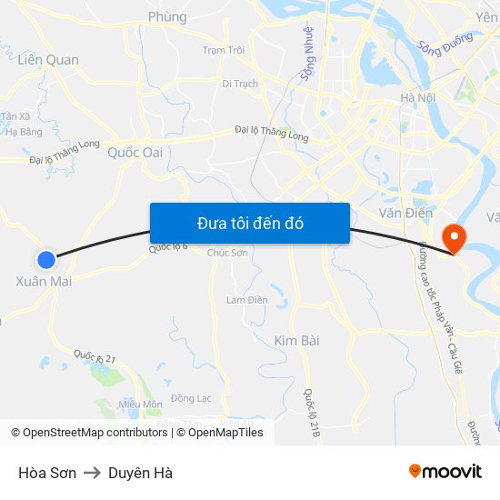 Hòa Sơn to Duyên Hà map