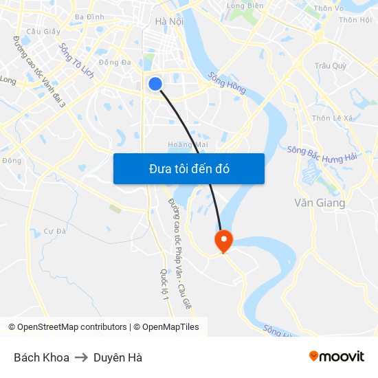 Bách Khoa to Duyên Hà map