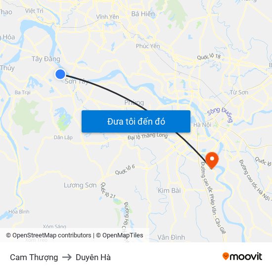 Cam Thượng to Duyên Hà map