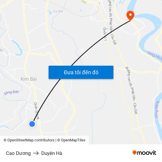 Cao Dương to Duyên Hà map