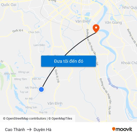 Cao Thành to Duyên Hà map