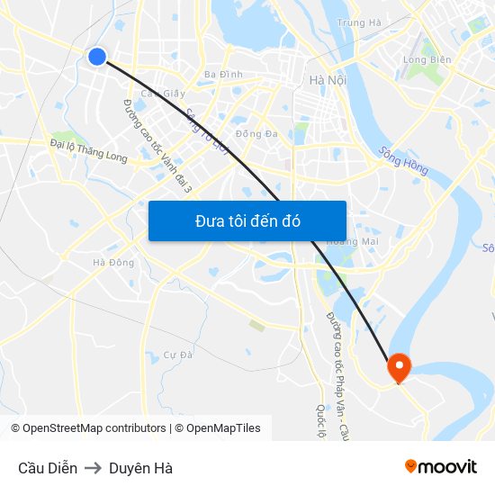 Cầu Diễn to Duyên Hà map